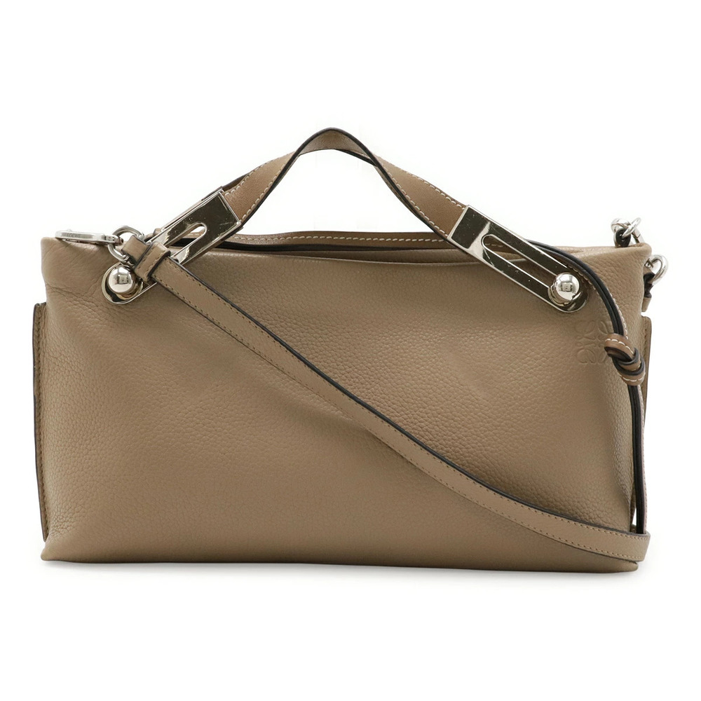 Loewe Anagram Missy Clutch Bag Handbag Shoulder Leather Beige Cream